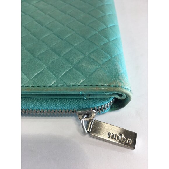 Hobo The Original Bi-fold Long Wallet Quilted Patent Leather Mint Green Zip - Picture 9 of 16